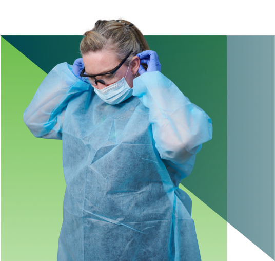 nurse putting on mask